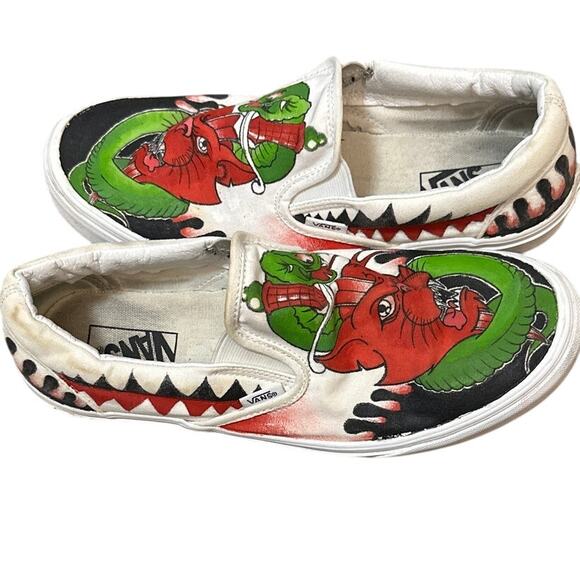 Vans Python Snake Devil Cat? Painted Slip On Sneakers Shoes Size M9.5 W11 - Picture 6 of 10